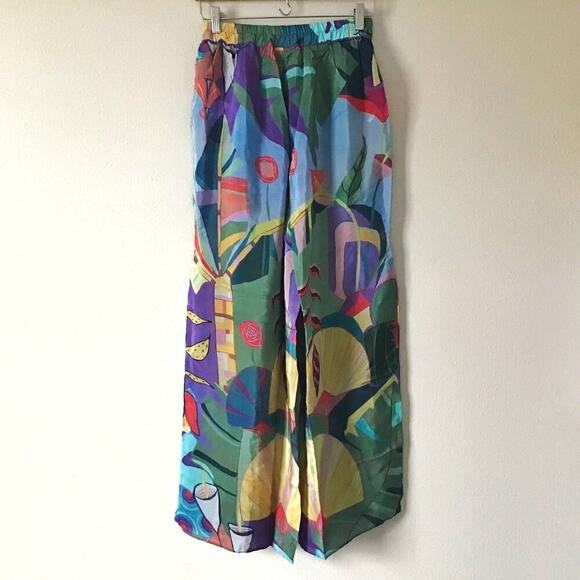 NWT FARM RIO Tropical Scenario Slit Wide Leg Pants Size XS - Picture 2 of 5